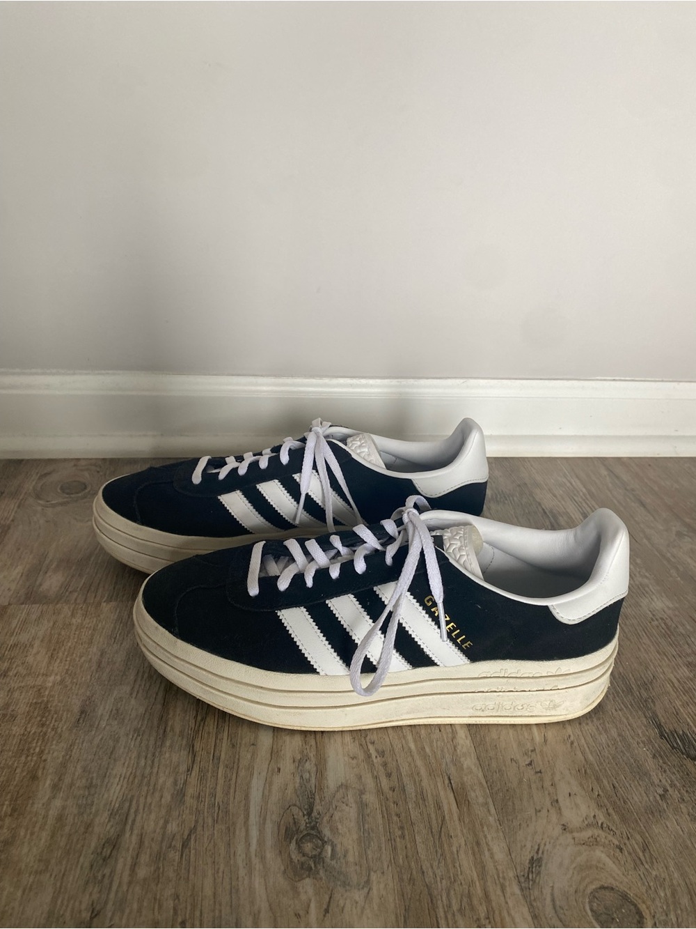 adidas Gazelle Platform Sneakers in Black and White